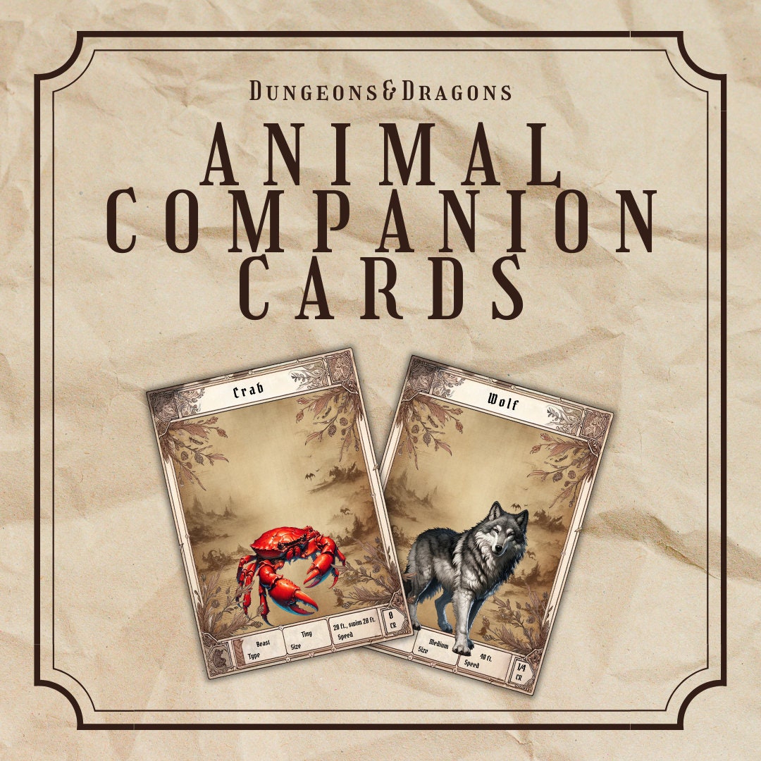 Animal Companion Cards - resin tabletop miniature front view
