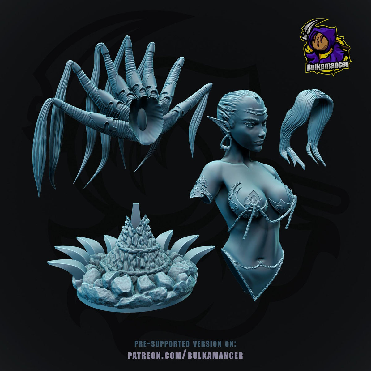 Nocticula Bust - Wrath of the Righteous - resin tabletop miniature alternate angle