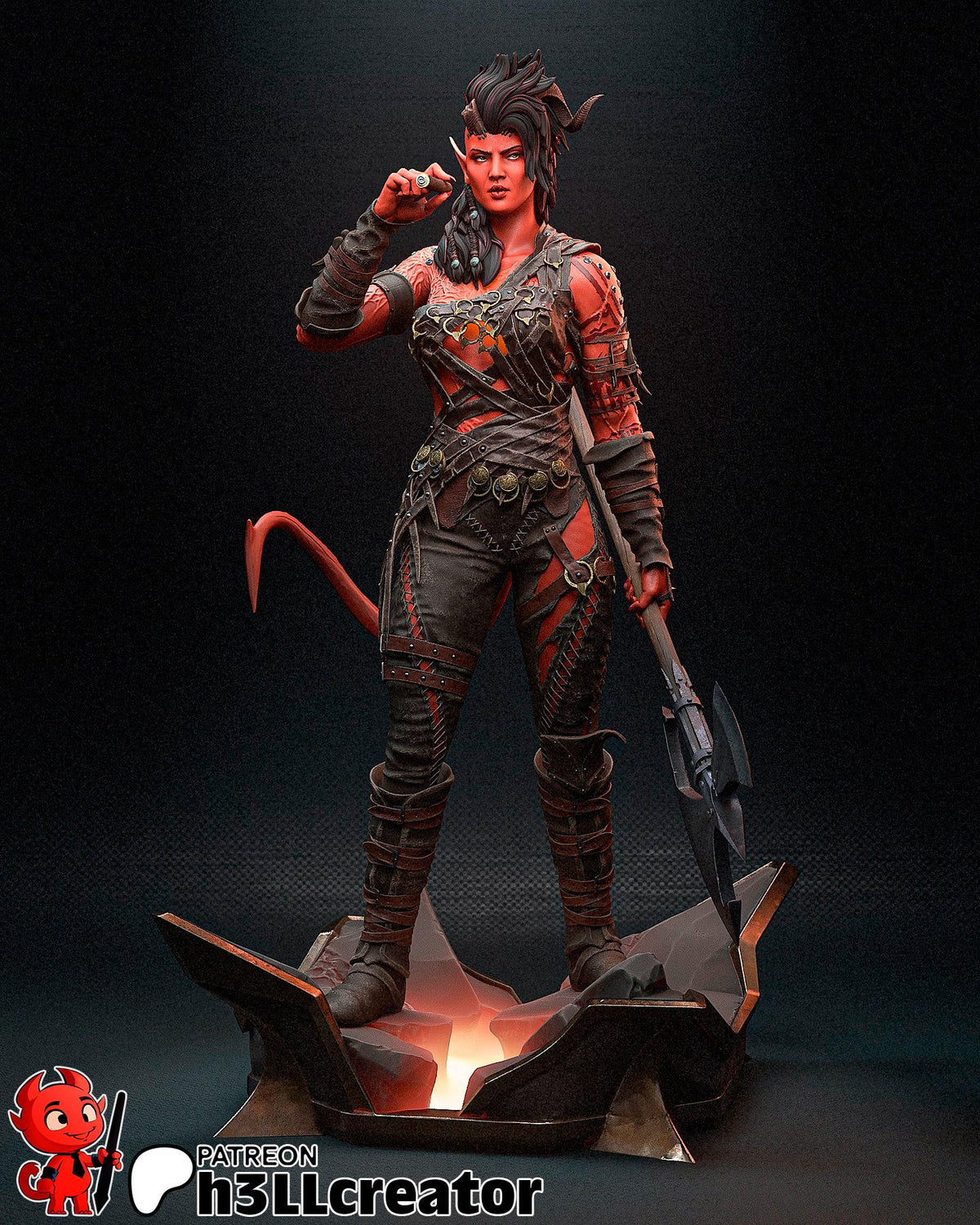 Karlach Figure - Baldur's Gate 3 - resin tabletop miniature front view