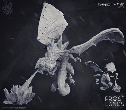 White Ice Dragon Large Miniature - resin tabletop miniature front view