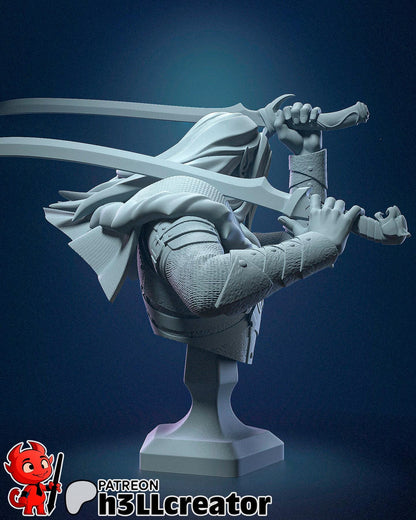 Drizzt Do'Urden Bust - 3D printed miniature detail view