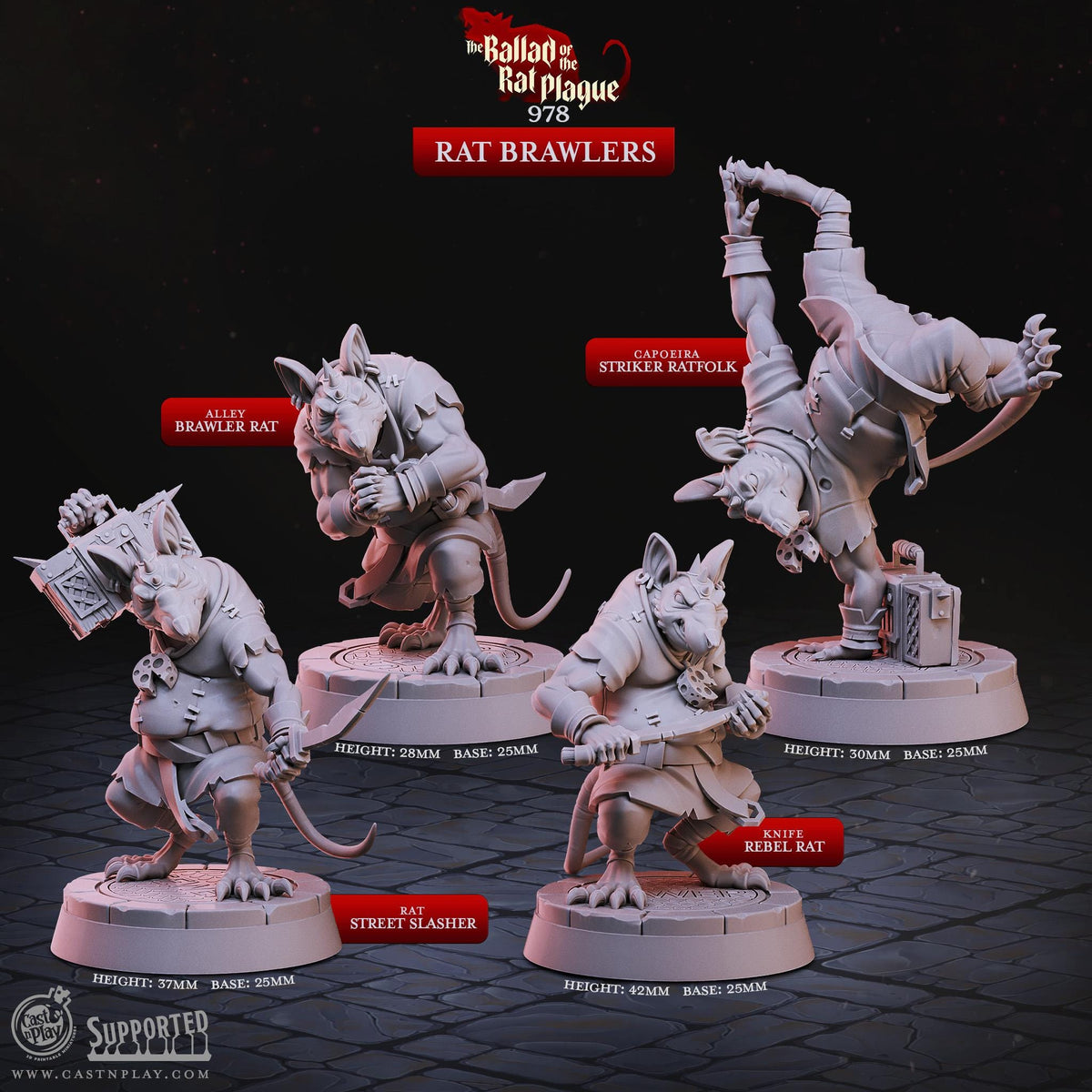 Ratfolk Rogue Miniature - resin tabletop miniature alternate angle