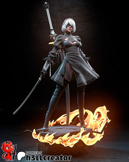 2B YoRHa No. 2 Type B Figure - resin tabletop miniature front view