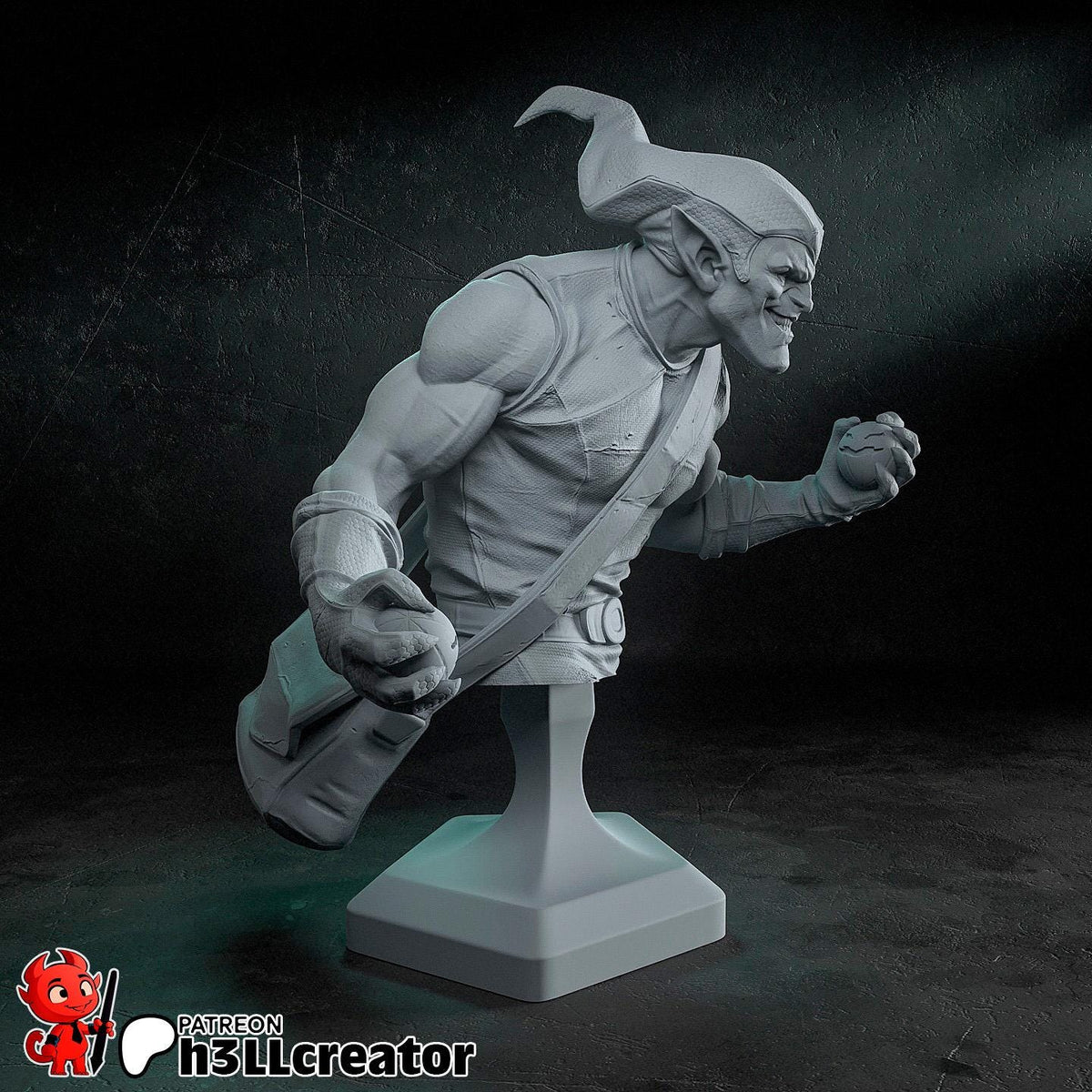 Green Goblin Bust - Spider-Man - resin tabletop miniature alternate angle