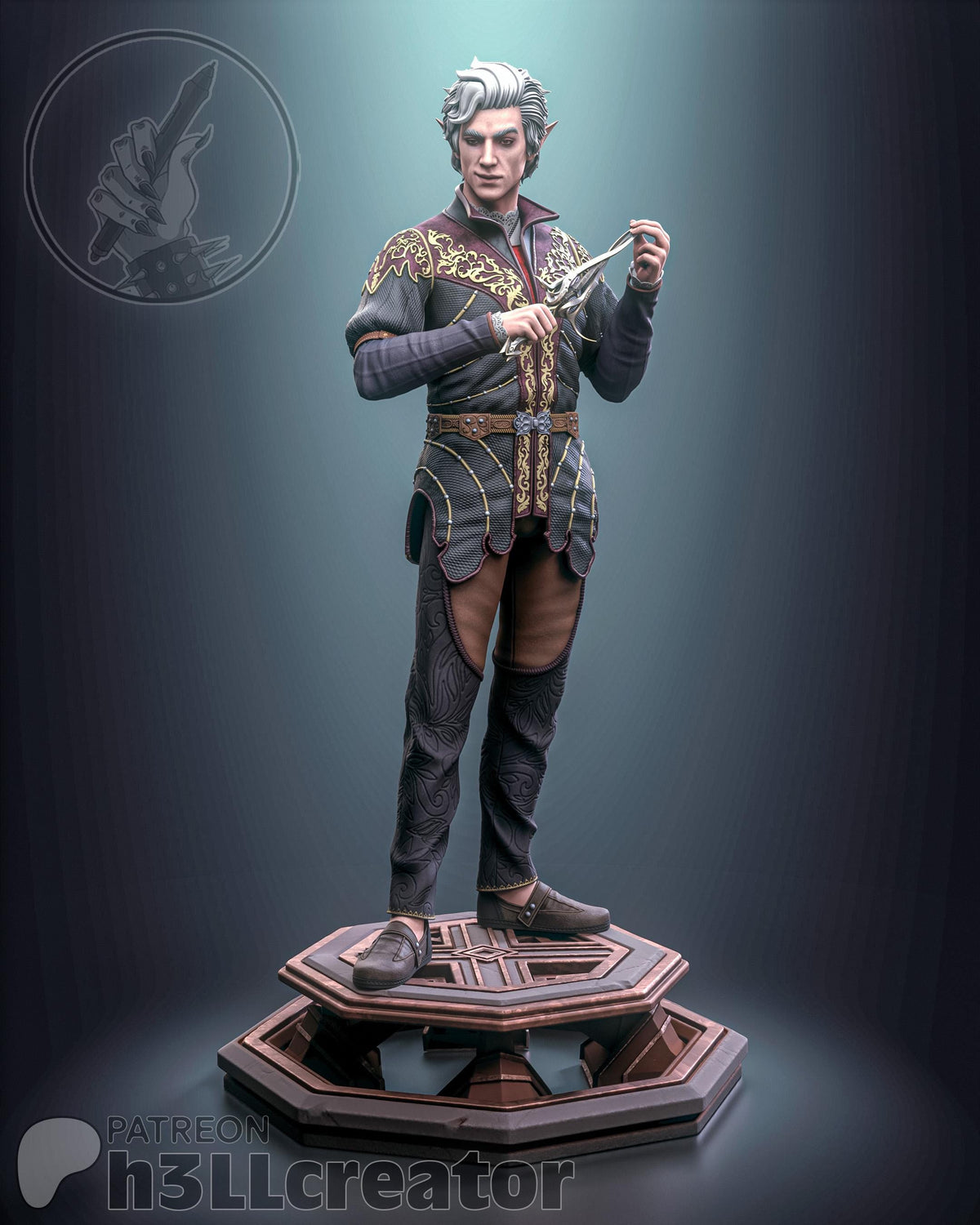 Astarion Figure - Baldur's Gate 3 - 3D printed miniature detail view