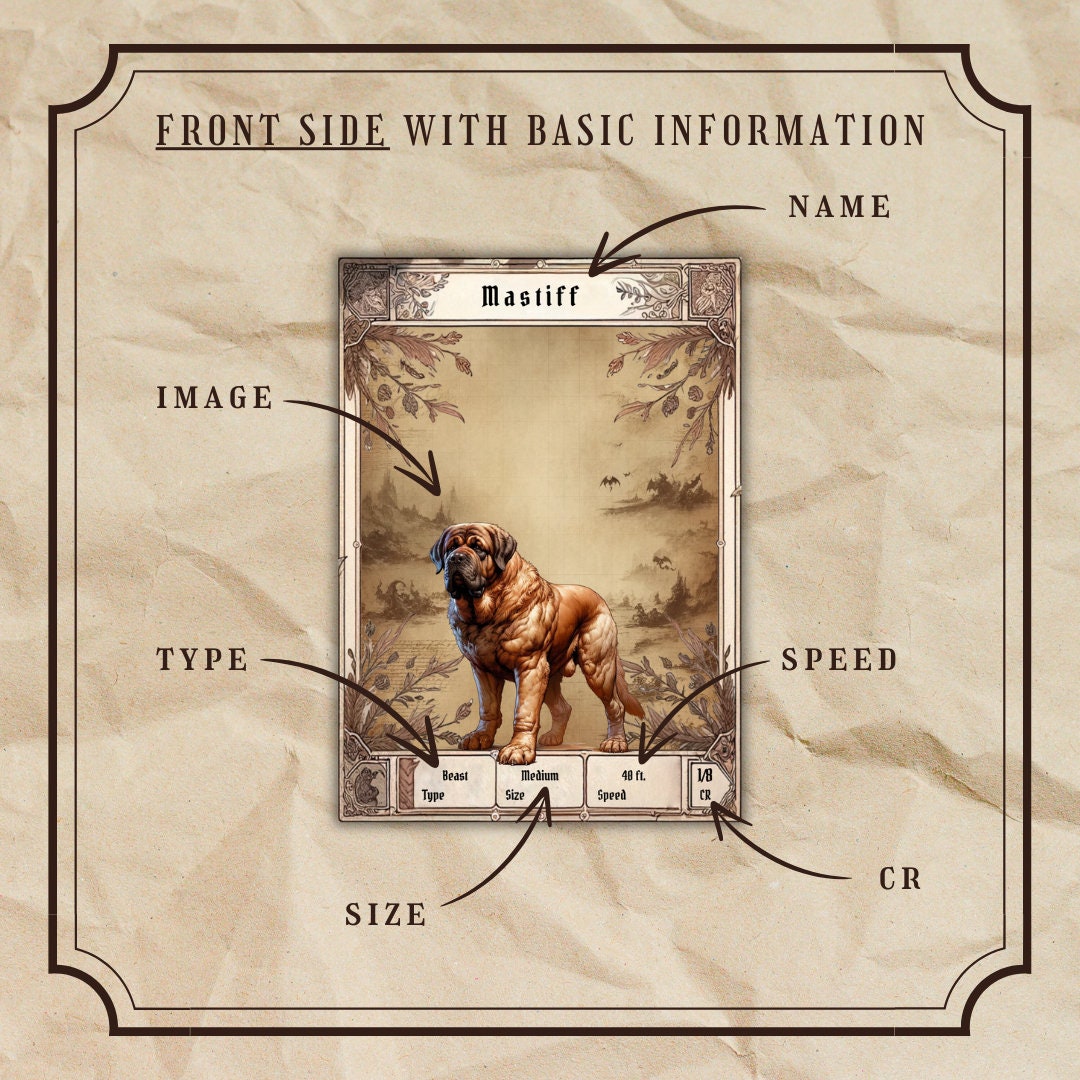 Animal Companion Cards - resin tabletop miniature alternate angle