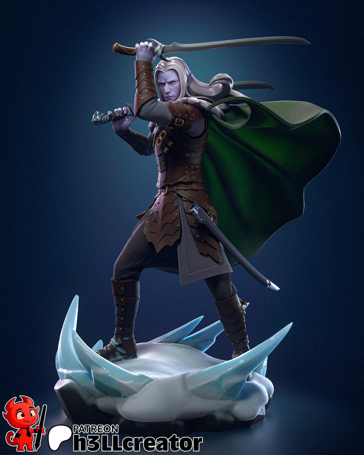Drizzt Do'Urden Figure - resin tabletop miniature front view