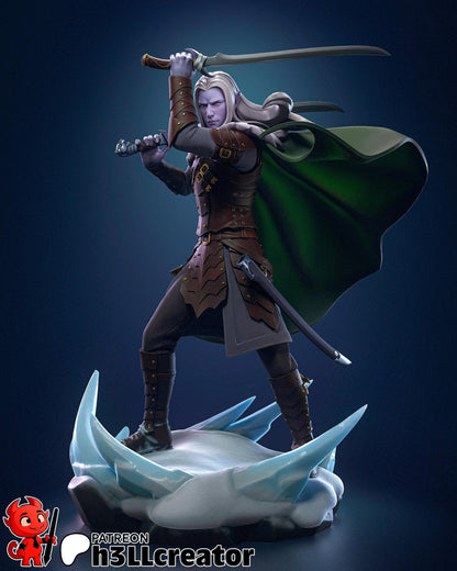 Drizzt Do'Urden Figure - resin tabletop miniature front view