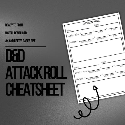 Attack Roll Sheet - digital download preview