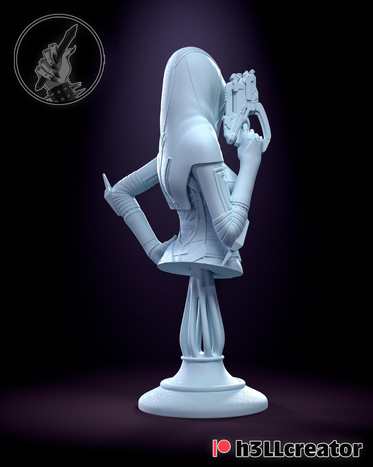 Kasumi Bust - Mass Effect - resin tabletop miniature alternate angle