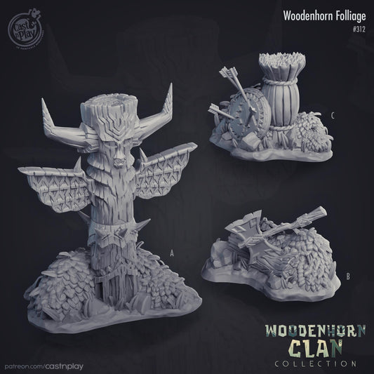Woodenhorn Clan Collection Totem Terrain Set - resin tabletop miniature front view