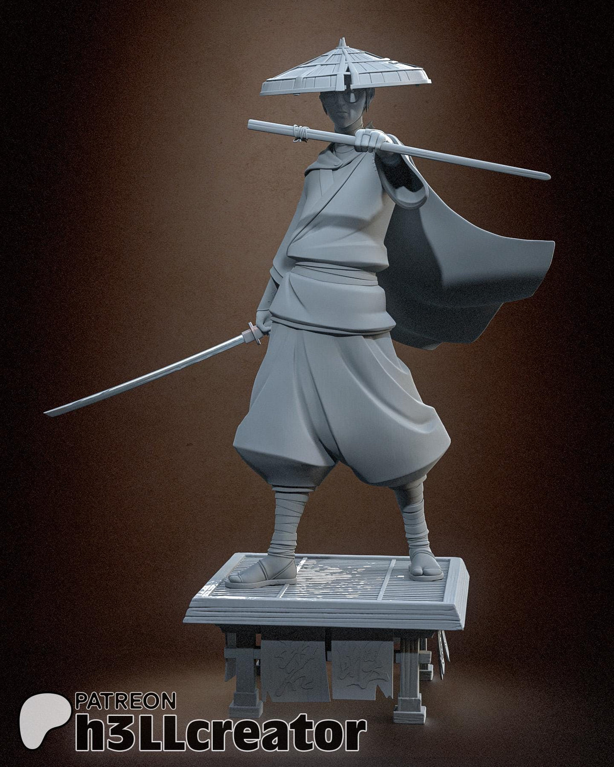 Mizu Blue Eye Samurai Figure - paintable tabletop miniature product view
