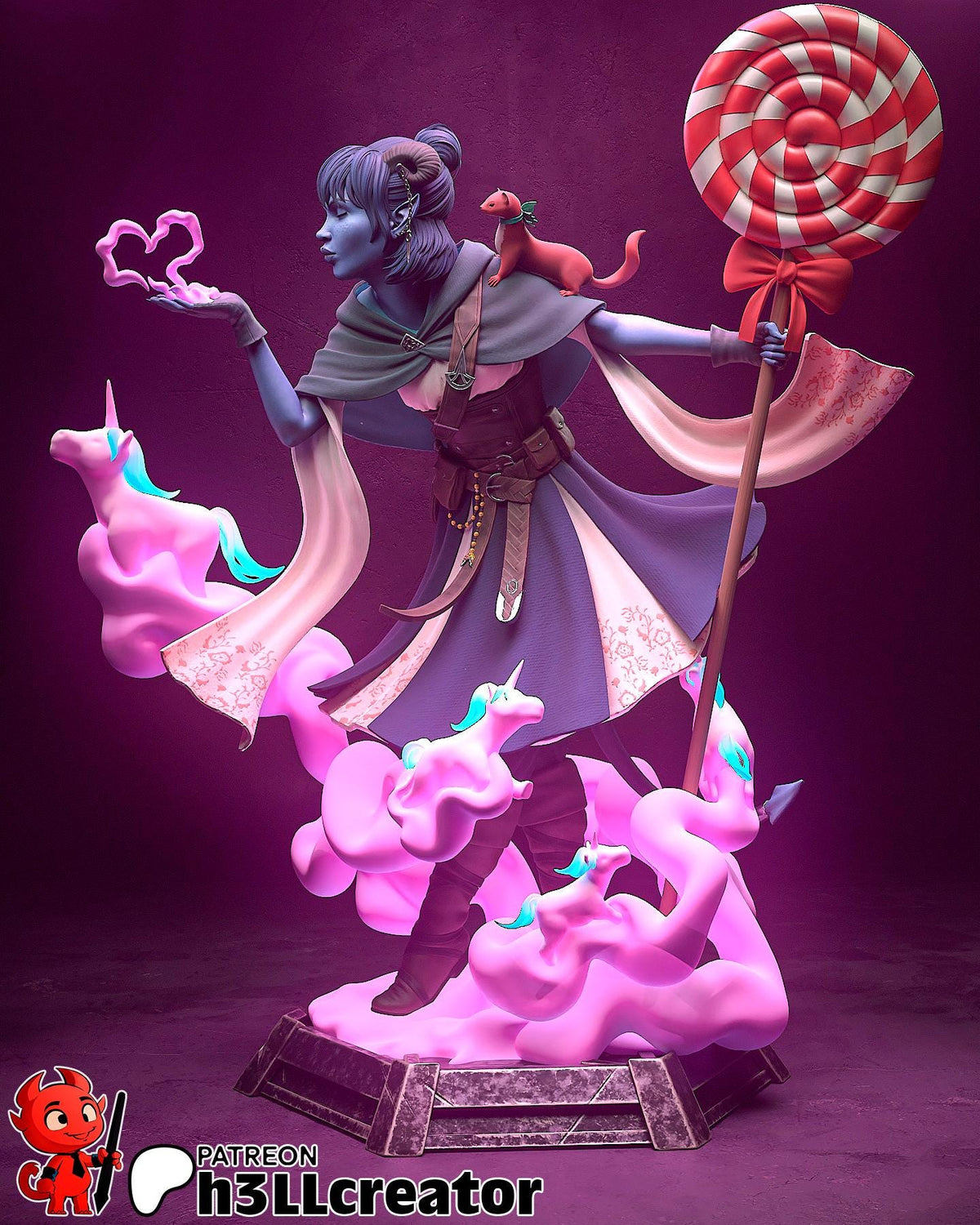 Jester Critical Role Figure - 3D printed miniature detail view
