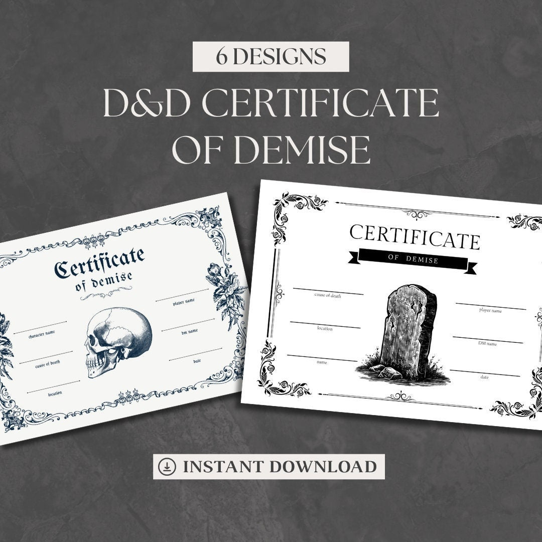 Death Certificate - digital download preview