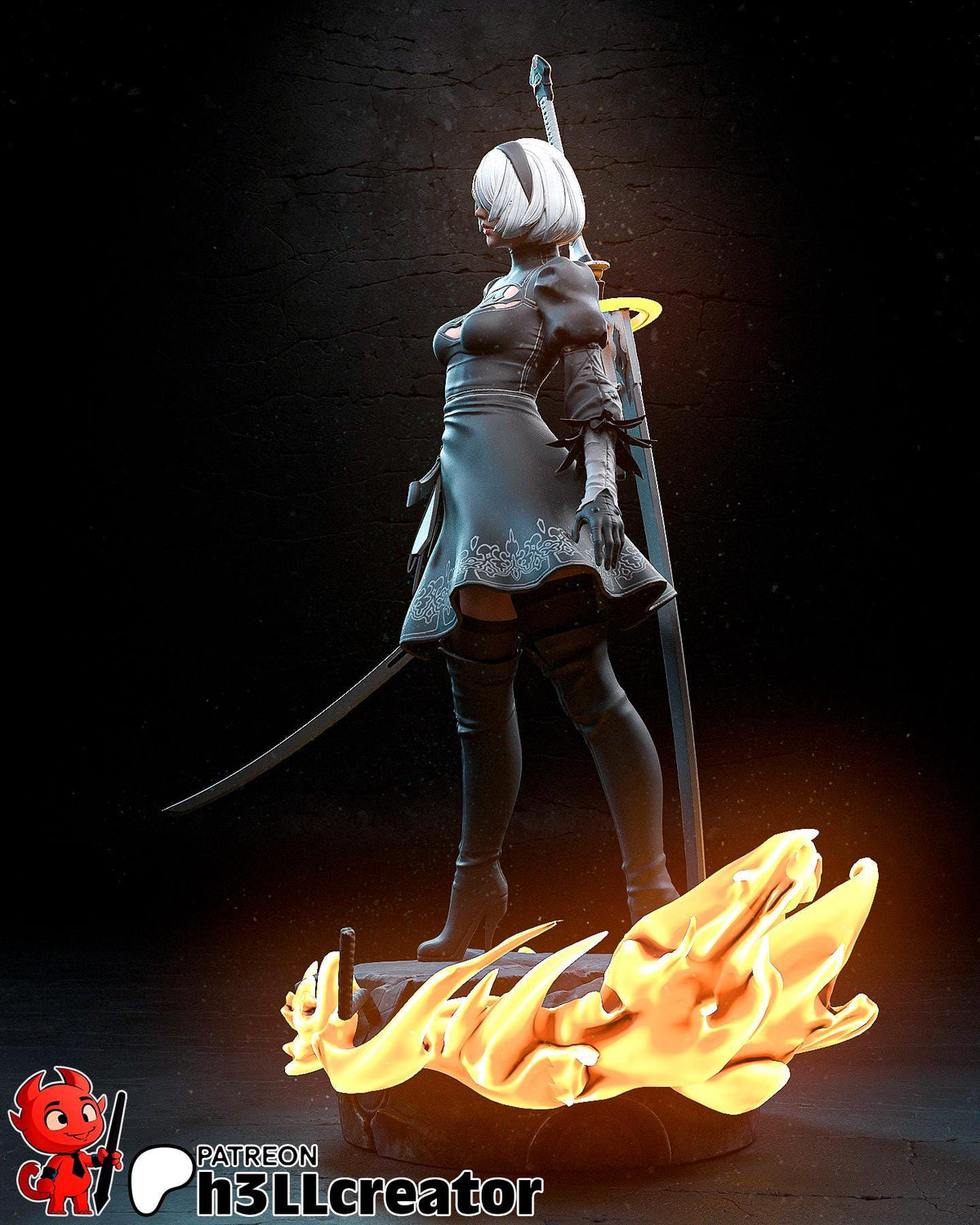 2B YoRHa No. 2 Type B Figure - resin tabletop miniature alternate angle