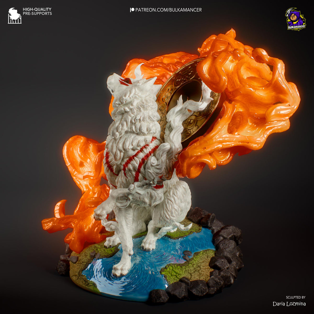 Amaterasu Okami Figure - 3D printed miniature detail view