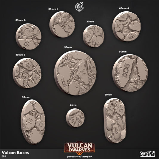 Vulcan Dwarves Bases Set - resin tabletop miniature front view