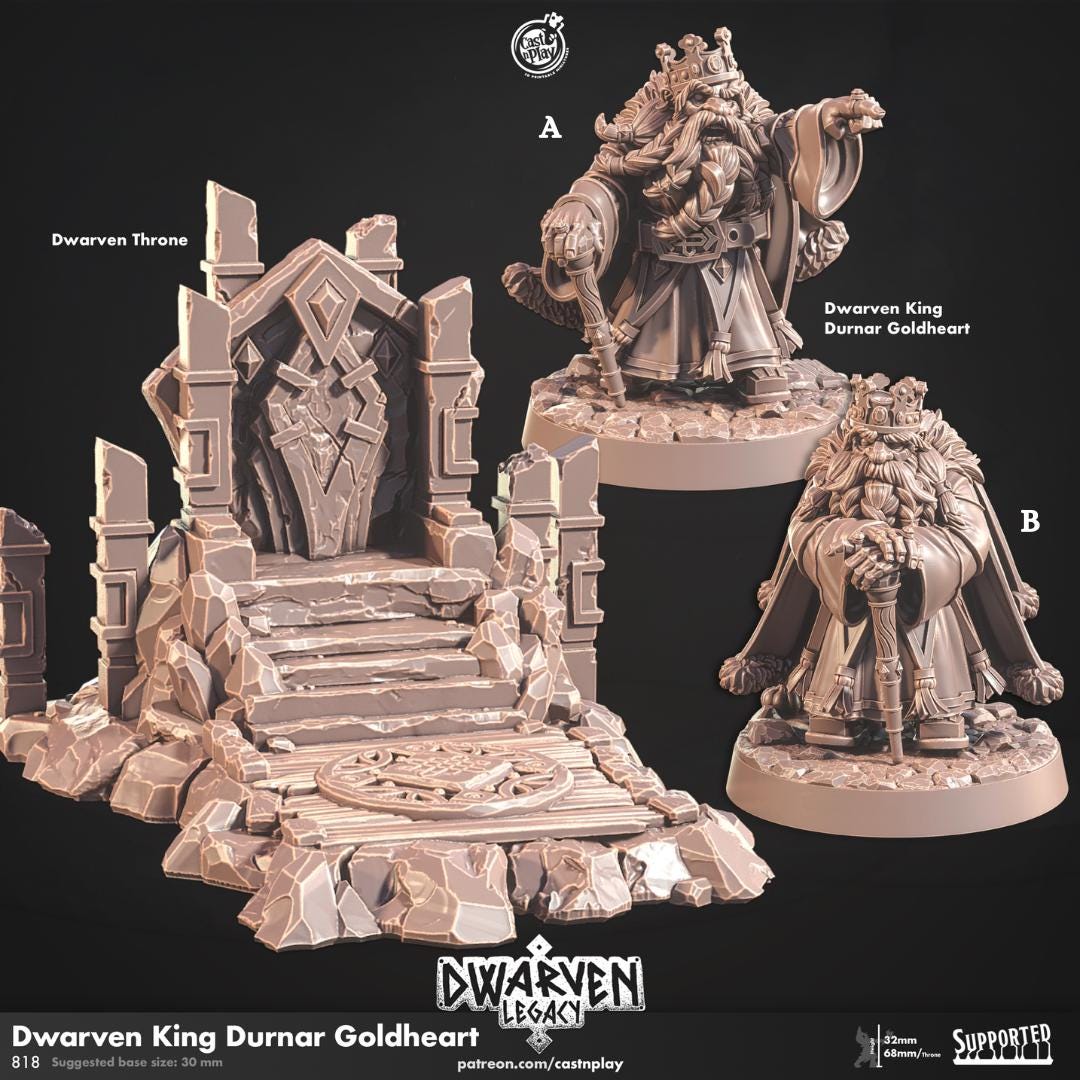 Dwarf King Miniature - resin tabletop miniature front view