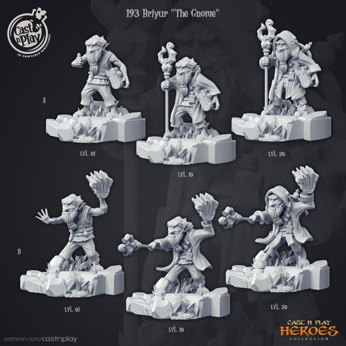 Gnome Sorcerer Miniature - resin tabletop miniature front view