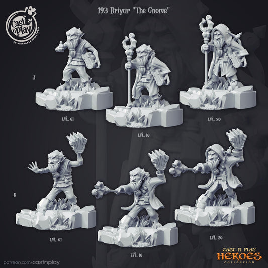 Gnome Sorcerer Miniature - resin tabletop miniature front view