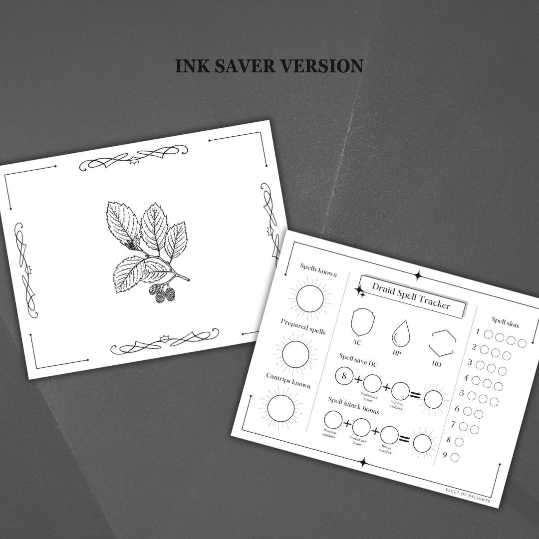 Printable Spell Slot Trackers - digital download preview 4