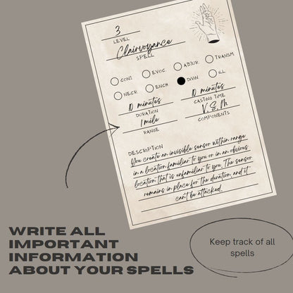 Fillable Spell Cards - digital product alternate preview