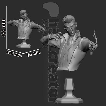 Percival de Rolo The Legend of Vox Machina Bust - paintable tabletop miniature product view
