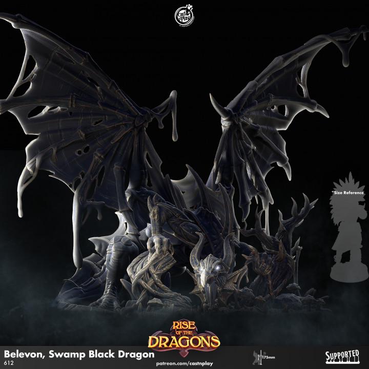 Black Swamp Dragon Large Miniature - resin tabletop miniature alternate angle