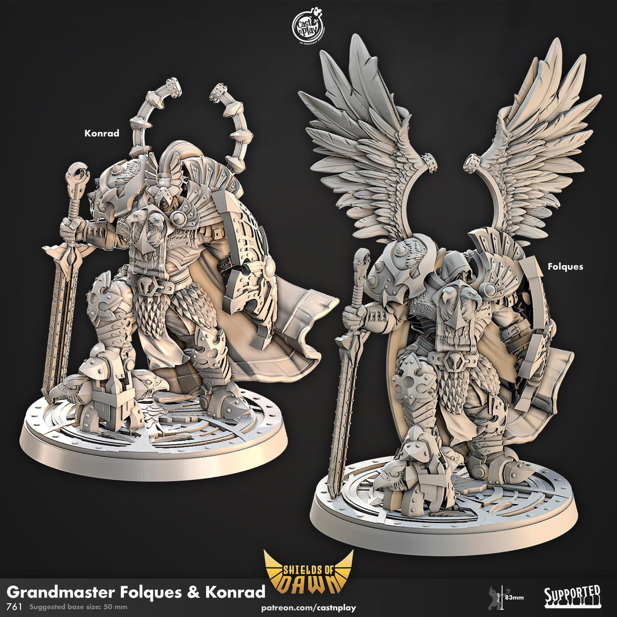 Aasimar Paladin Miniature - resin tabletop miniature front view