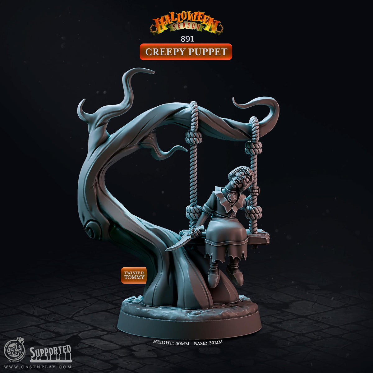 Creepy Puppet Miniature - resin tabletop miniature front view