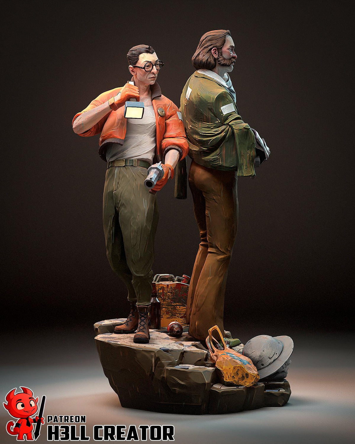 Harry and Kim Disco Elysium Figure - resin tabletop miniature alternate angle