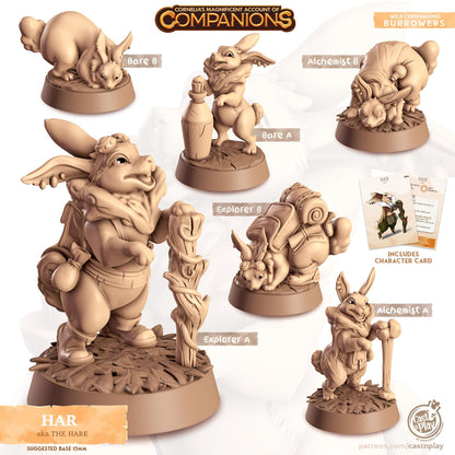 Hare Rabbit Animal Companion Miniature - resin tabletop miniature front view