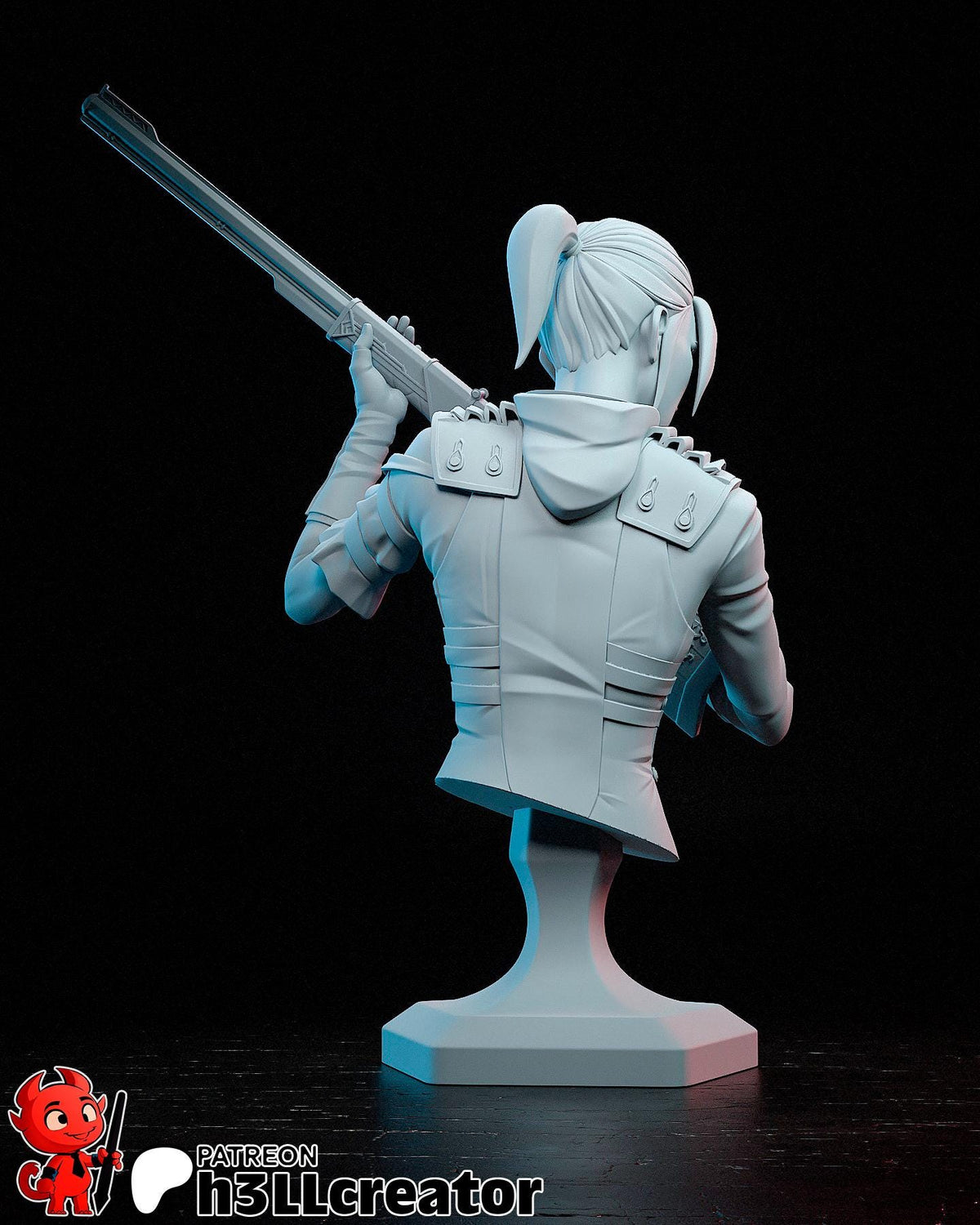Caitlyn Bust - Arcane - resin tabletop miniature alternate angle