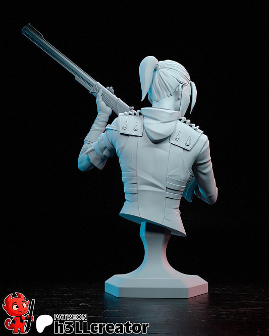 Caitlyn Bust - Arcane - resin tabletop miniature alternate angle