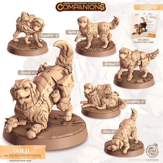 Golden Retriever Dog Animal Companion Miniature - resin tabletop miniature front view