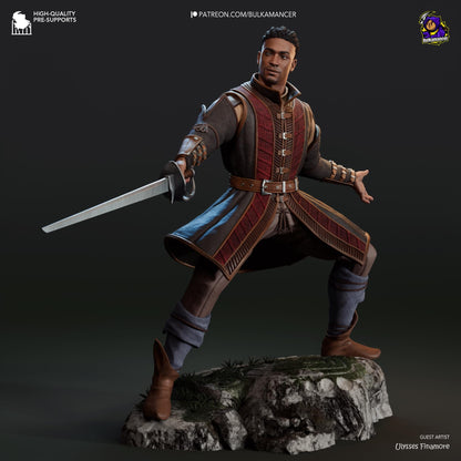 Wyll Figure - Baldur's Gate 3 - resin tabletop miniature front view