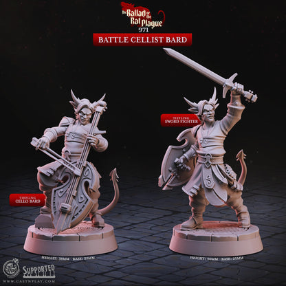 Tiefling Bard Miniature - resin tabletop miniature alternate angle