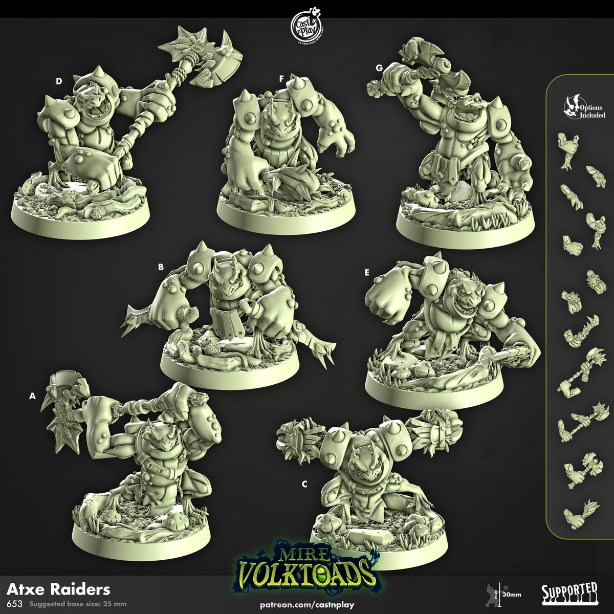 Grung Barbarian Miniature - resin tabletop miniature front view