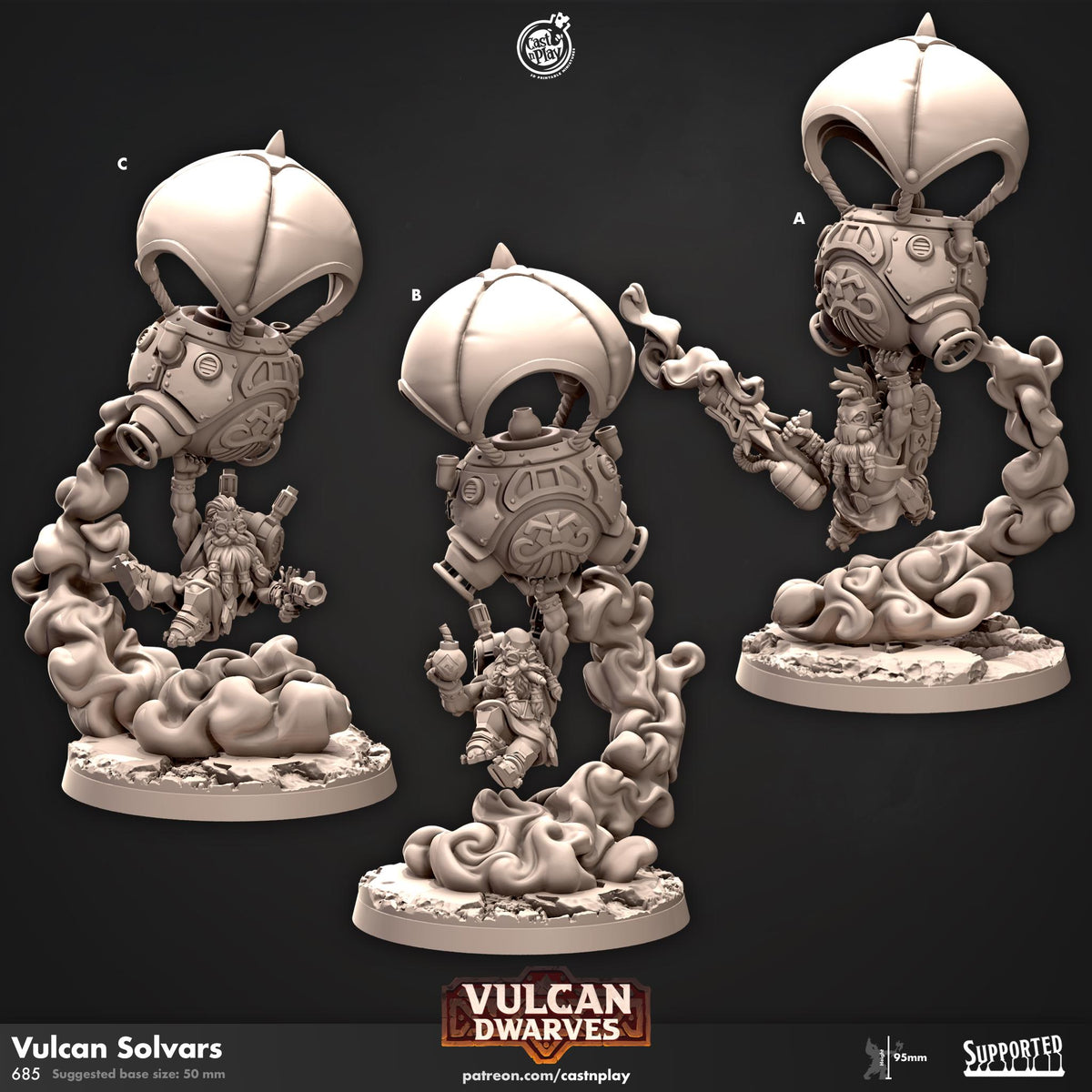 Dwarf Artificer Miniature - resin tabletop miniature front view