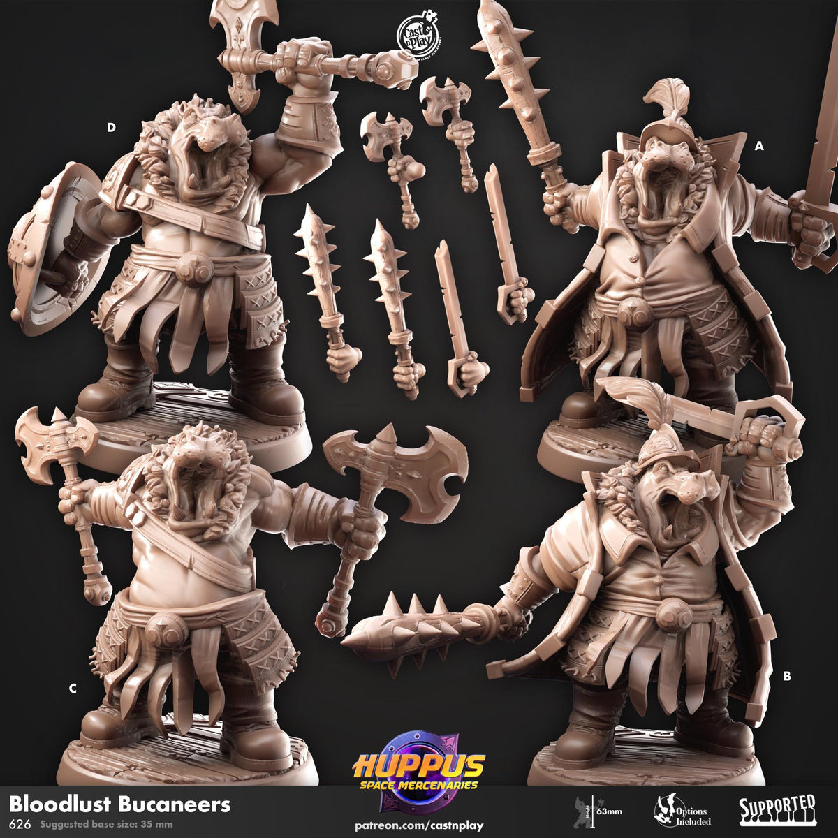 Giff Fighter Miniature - resin tabletop miniature front view