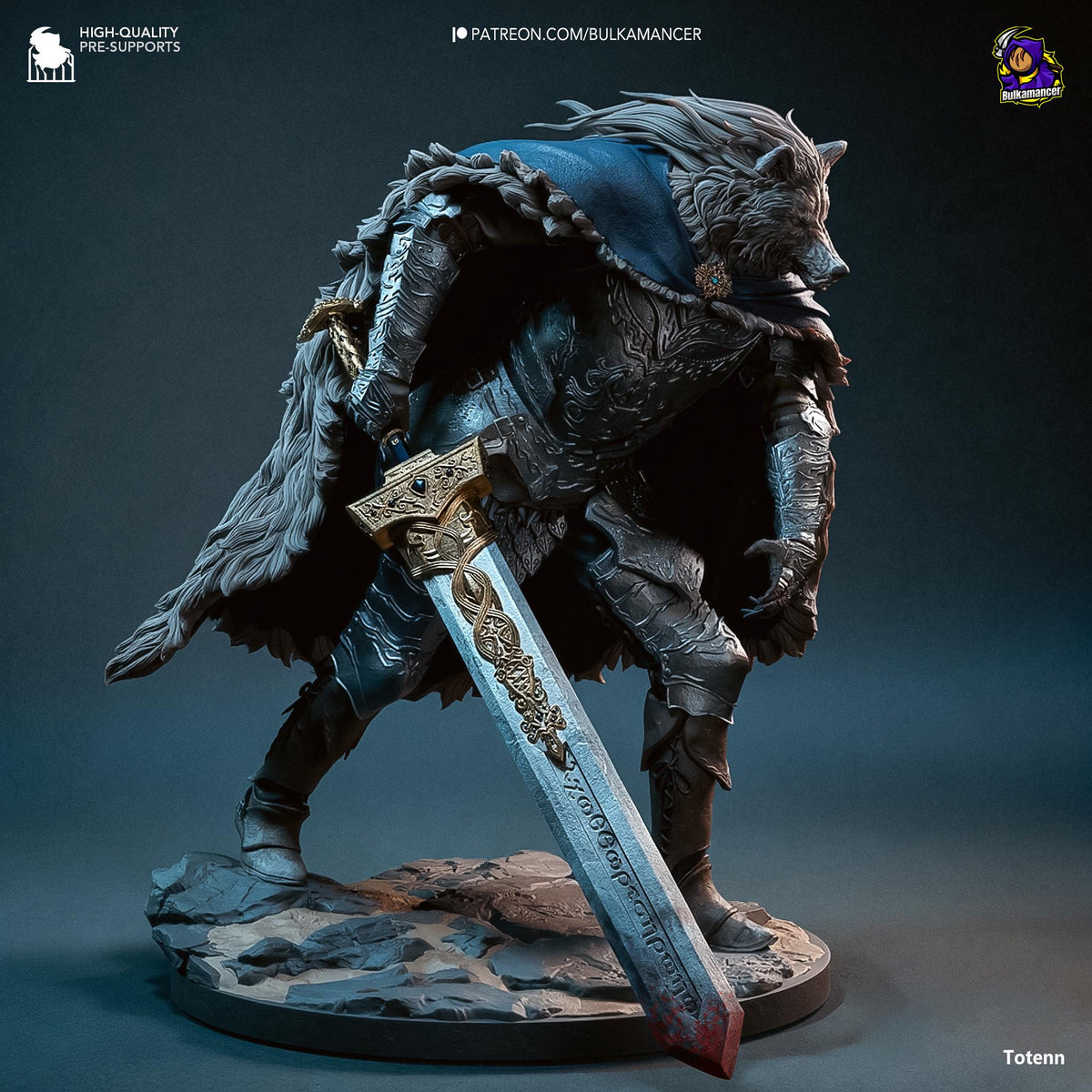 Blaidd the Half Wolf Figure - Elden Ring - resin tabletop miniature alternate angle