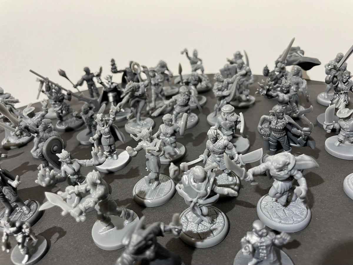 47 Miniature Set - Various Races and Classes - resin tabletop miniature alternate angle