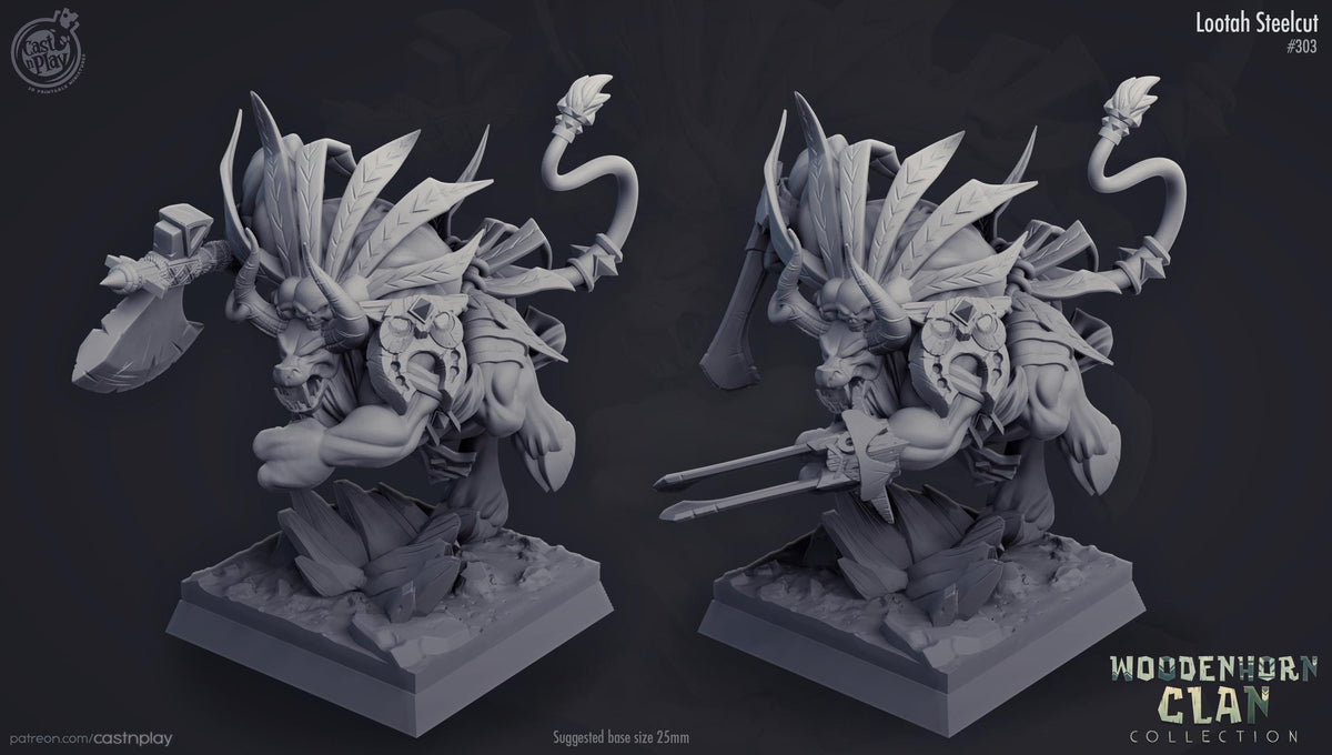 Minotaur Fighter Miniature - resin tabletop miniature front view