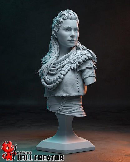 Aloy Horizon Zero Dawn Bust - paintable tabletop miniature product view