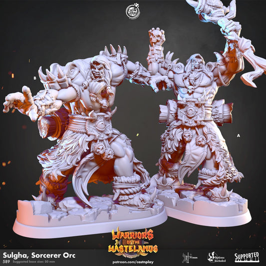 Orc Sorcerer Miniature - resin tabletop miniature front view