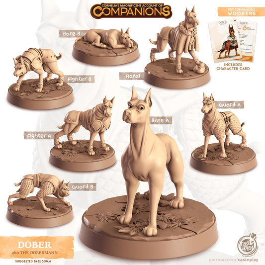 Dobermann Dog Animal Companion Miniature - resin tabletop miniature front view