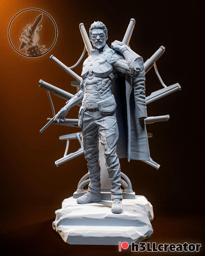 Adam Jensen Deus Ex Figure - resin tabletop miniature alternate angle