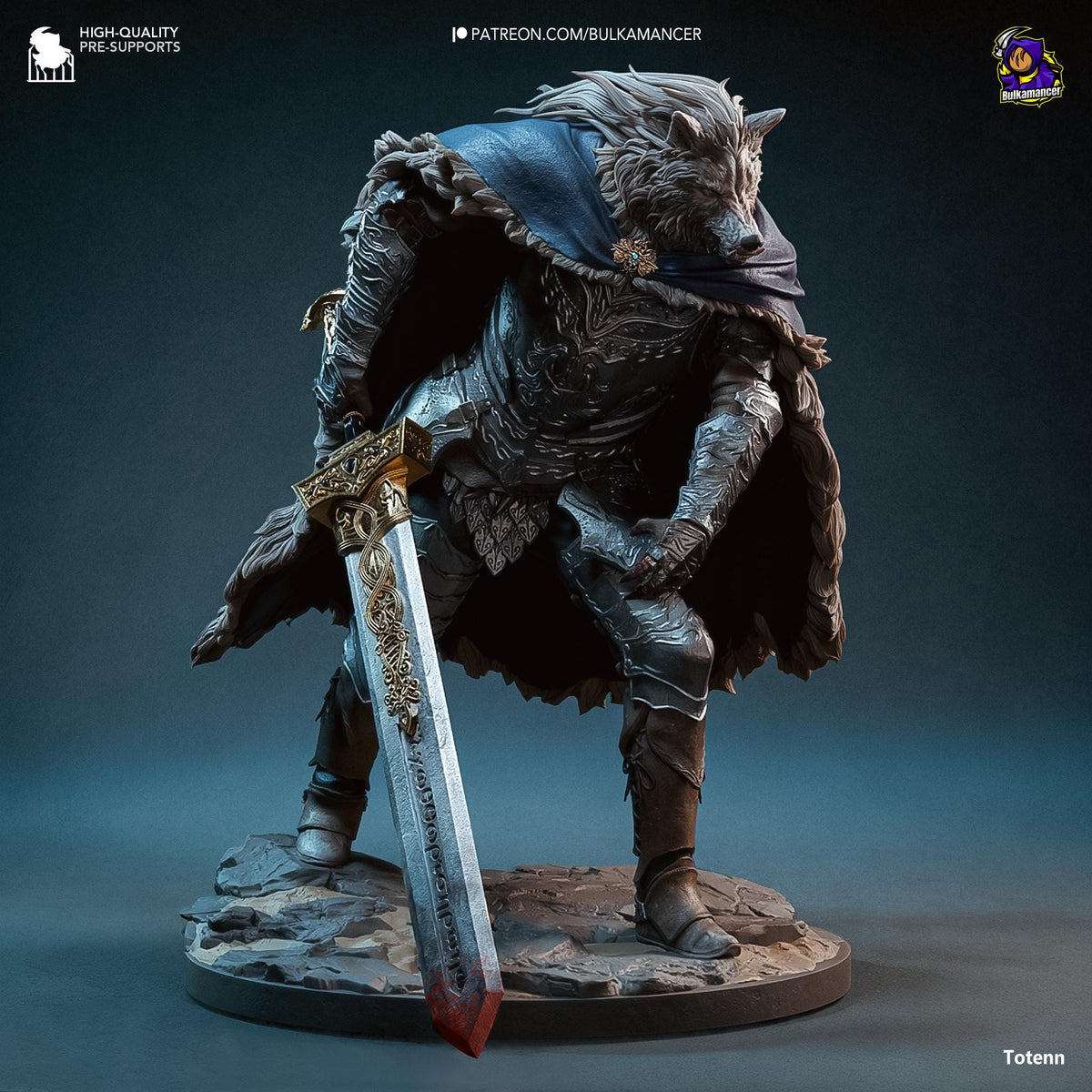 Blaidd the Half Wolf Figure - Elden Ring - resin tabletop miniature front view