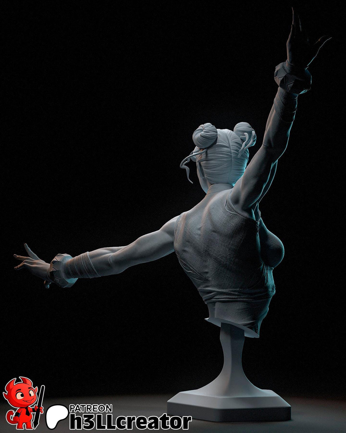 Chun Li Bust - Street Fighter - 3D printed miniature detail view