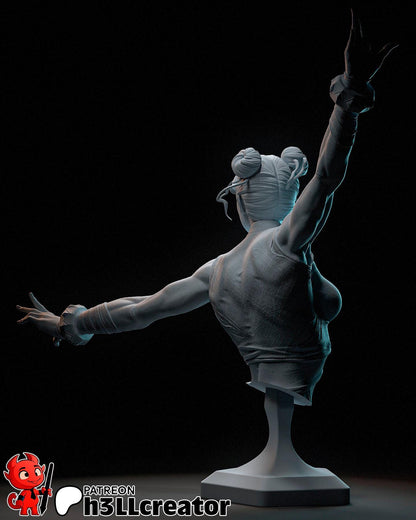 Chun Li Bust - Street Fighter - 3D printed miniature detail view